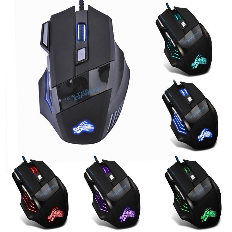 Wired Gaming Mouse 5500DPI 7-Color LED Backlight Optical Mouse Gamer USB 7 Buttons PC Gamer Computer Laptop Desktop Mice - Gizesis