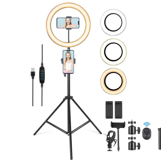 LED Ring Light With Phone Tripod Stand Kit 10" - Gizesis