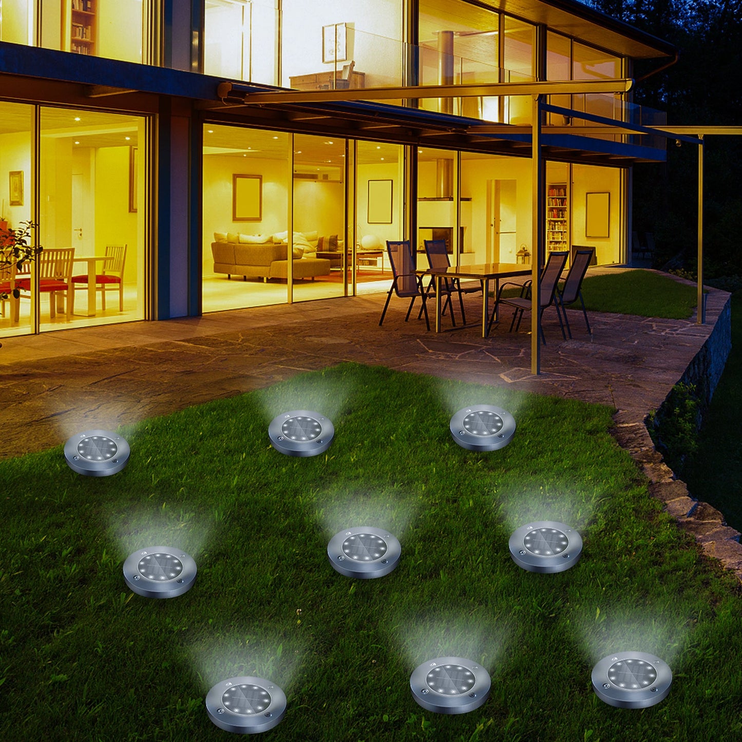 4/8 LEDs Solar Powered Buried Light Outdoor Pathway Garden Decking - Gizesis