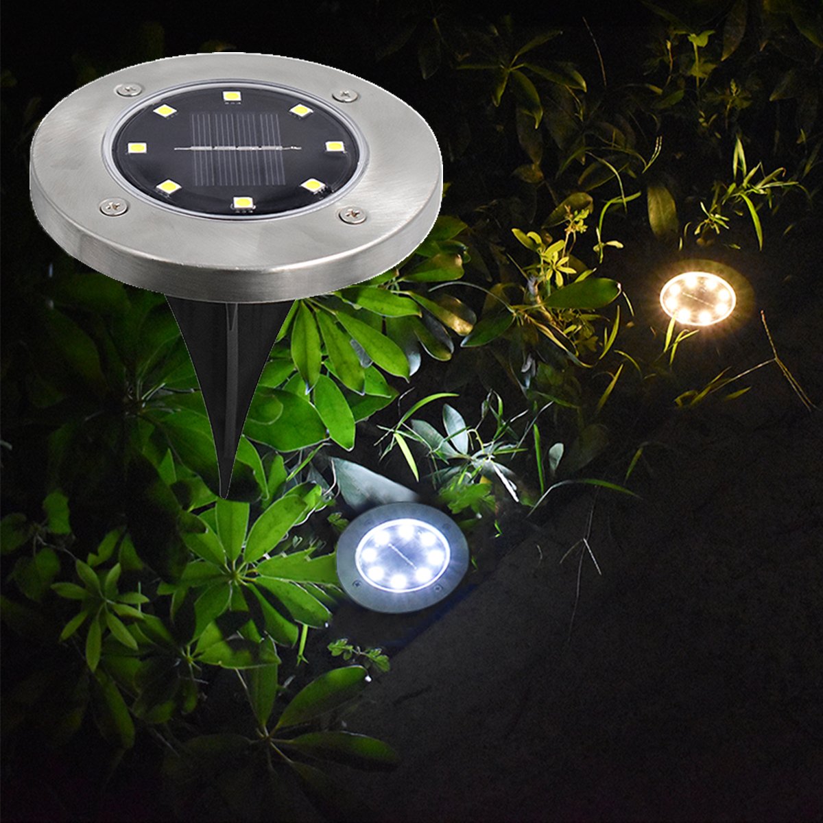 4/8 LEDs Solar Powered Buried Light Outdoor Pathway Garden Decking - Gizesis