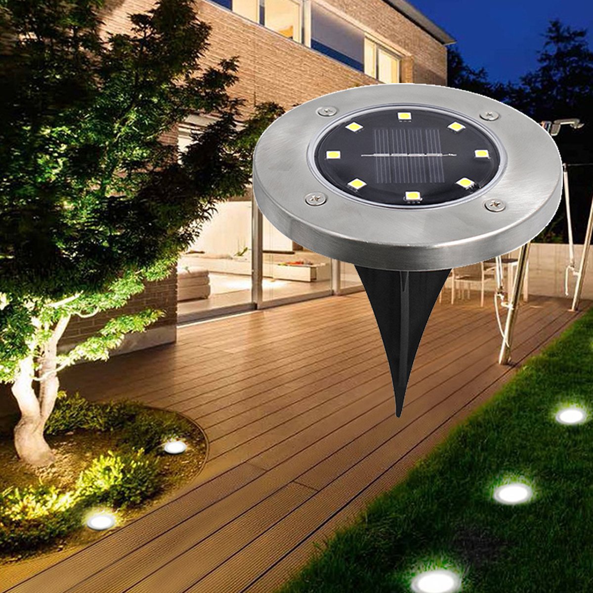 4/8 LEDs Solar Powered Buried Light Outdoor Pathway Garden Decking - Gizesis