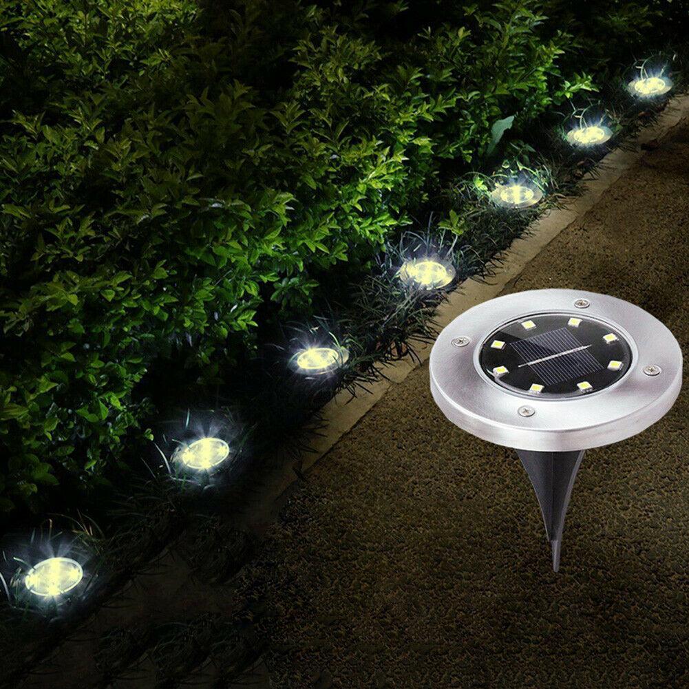 4/8 LEDs Solar Powered Buried Light Outdoor Pathway Garden Decking - Gizesis