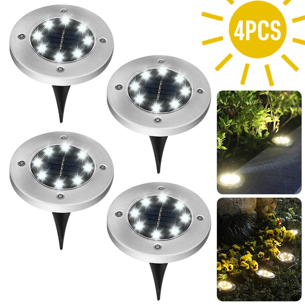 4/8 LEDs Solar Powered Buried Light Outdoor Pathway Garden Decking - Gizesis