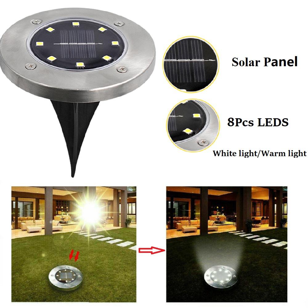 4/8 LEDs Solar Powered Buried Light Outdoor Pathway Garden Decking - Gizesis