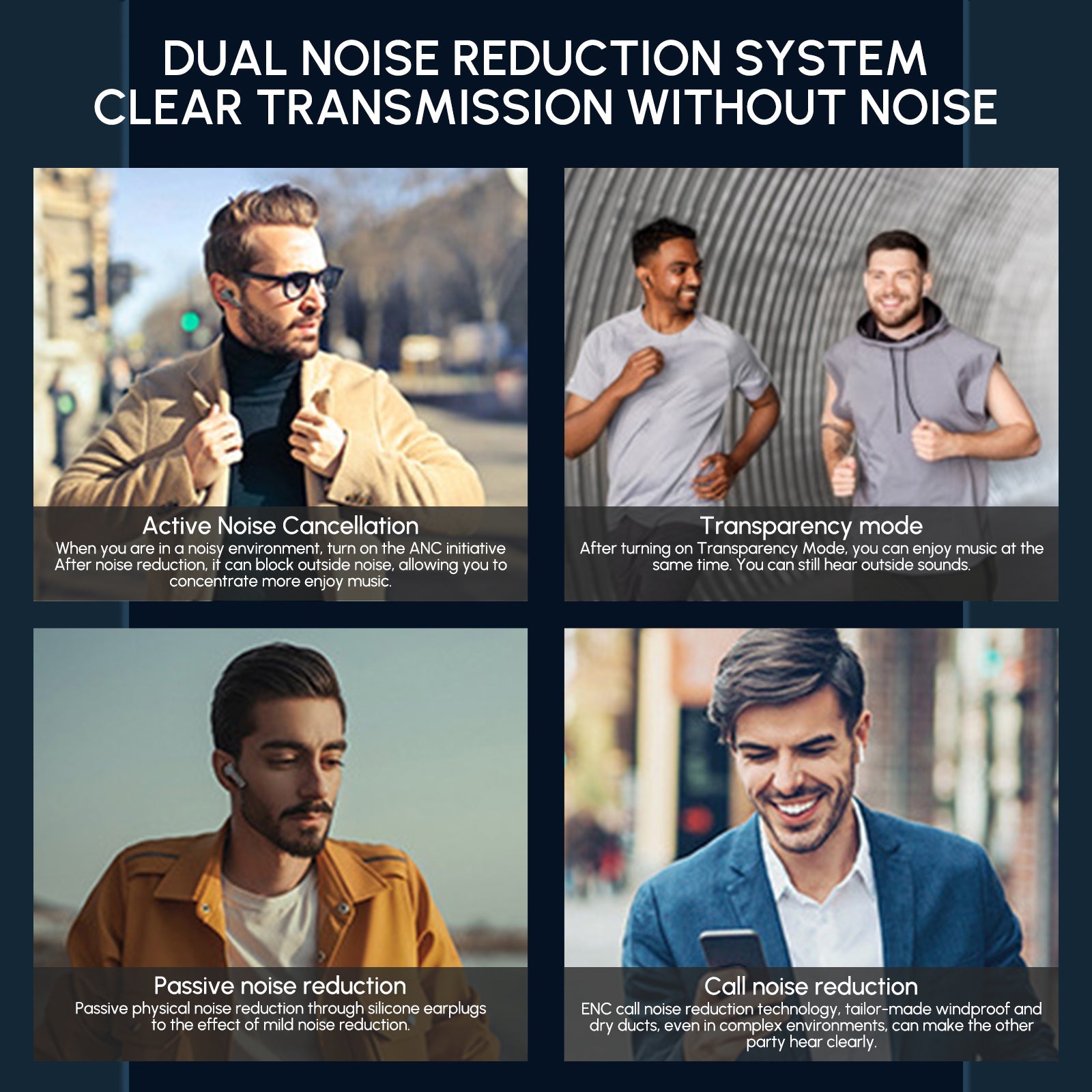 Dual Noise Cancelling True Wireless Earbuds Bluetooth Headphones - Gizesis