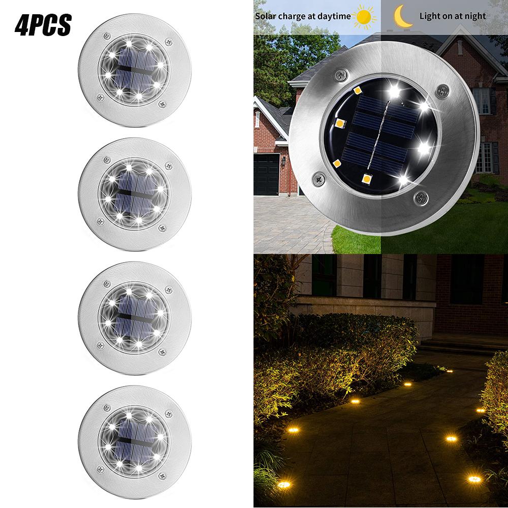 4/8 LEDs Solar Powered Buried Light Outdoor Pathway Garden Decking - Gizesis