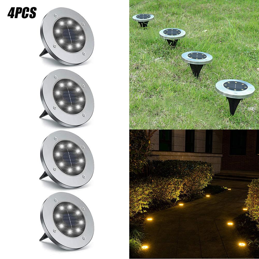 4/8 LEDs Solar Powered Buried Light Outdoor Pathway Garden Decking - Gizesis