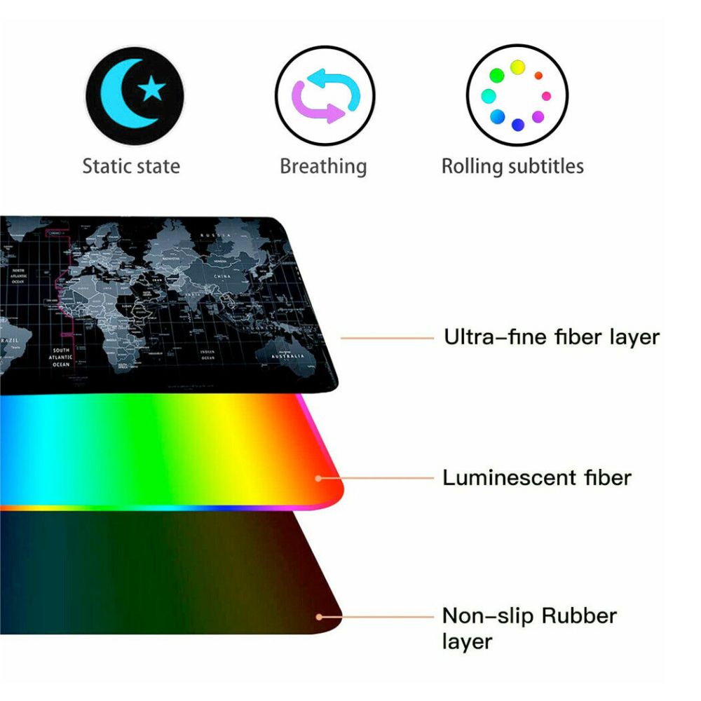 Dragon RGB Gaming Mouse Pad World Map - Gizesis