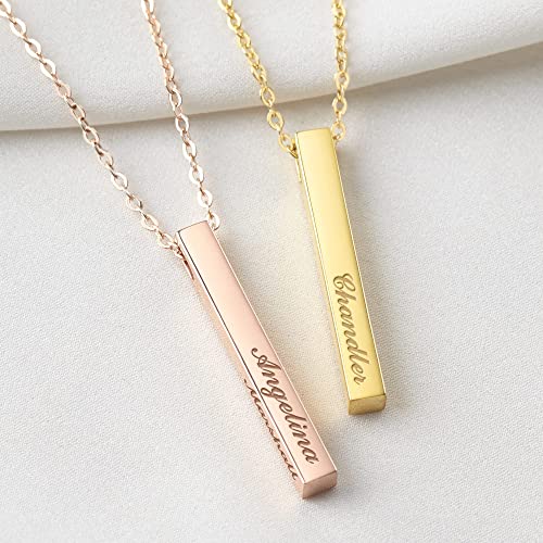 Personalized Mother Necklace, 4 Side Bar Necklace, Kids Names Necklace - Gizesis