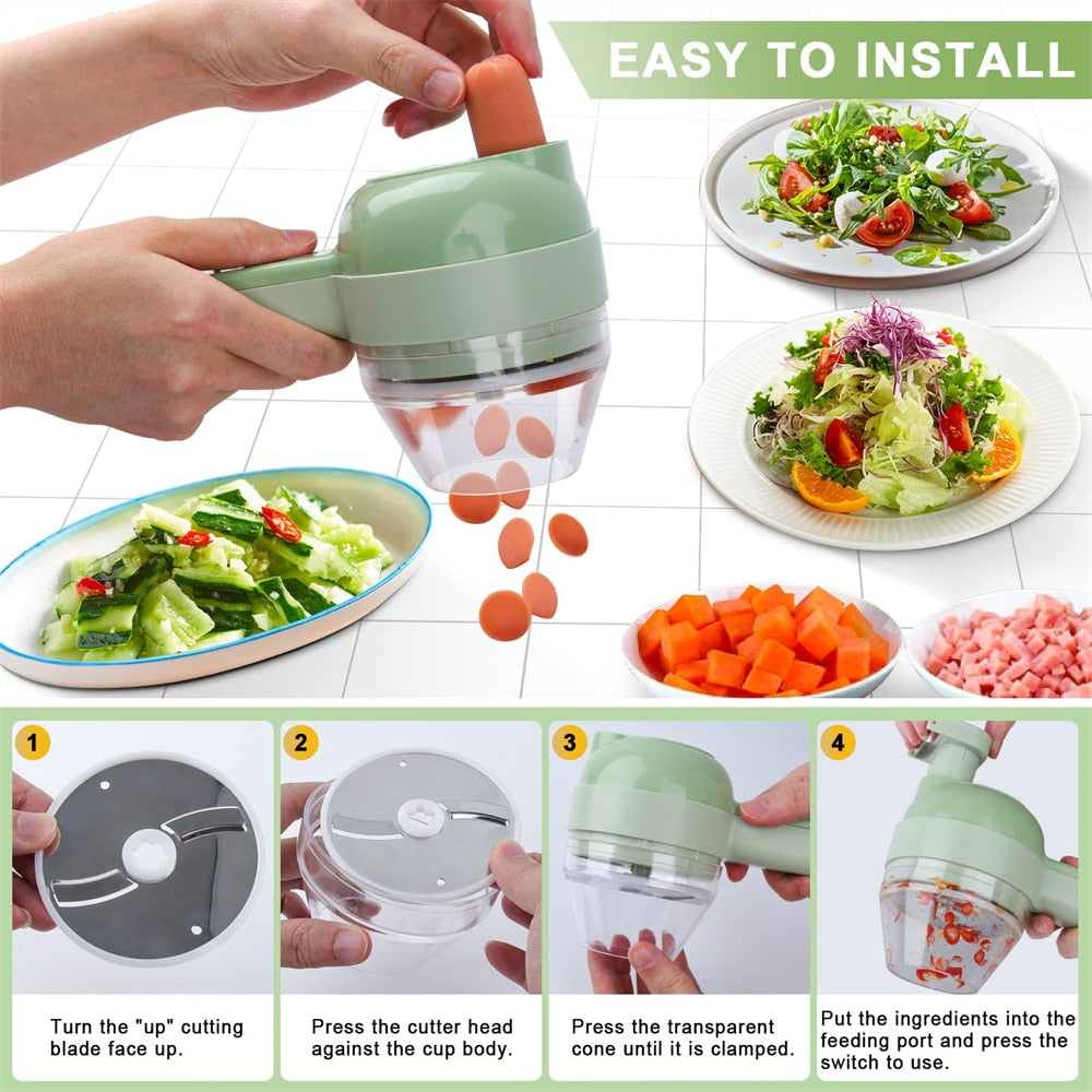 Portable Handheld 4 in 1 Electric Vegetable Slicer - Gizesis