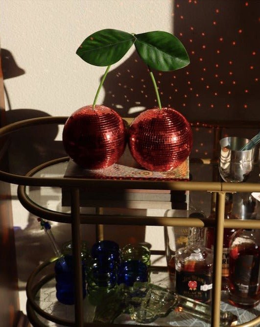 Cherry Disco Ball, Whimsical Dopamine Decor, Quirky Decorative Object - Gizesis