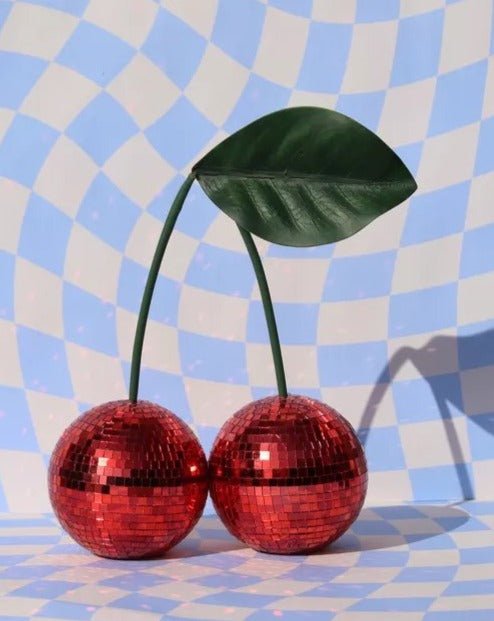 Cherry Disco Ball, Whimsical Dopamine Decor, Quirky Decorative Object - Gizesis