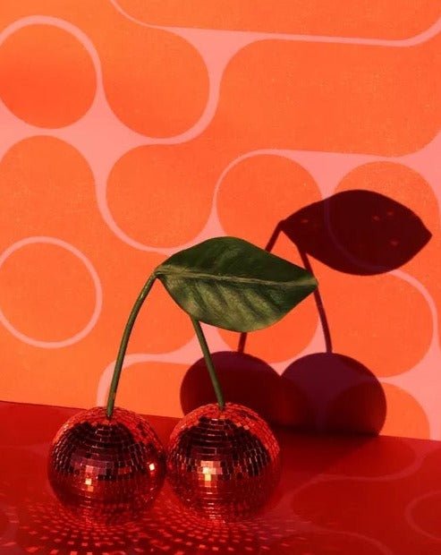 Cherry Disco Ball, Whimsical Dopamine Decor, Quirky Decorative Object - Gizesis