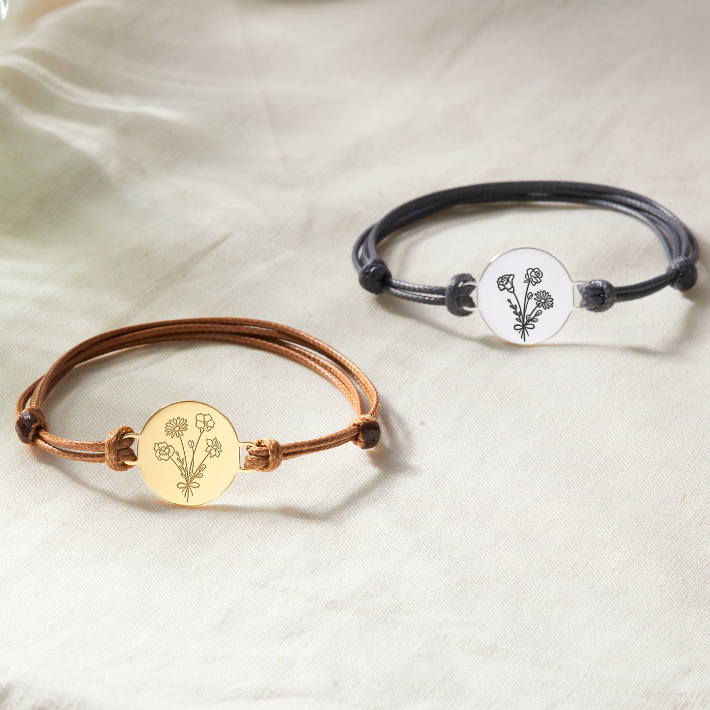 Combined Birth Month Flower Bracelet, Birthflower Gift,Mother Bracelet - Gizesis