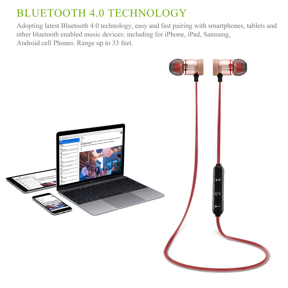 Wireless Bluetooth 4.0 Headset Sports Earphones - Gizesis