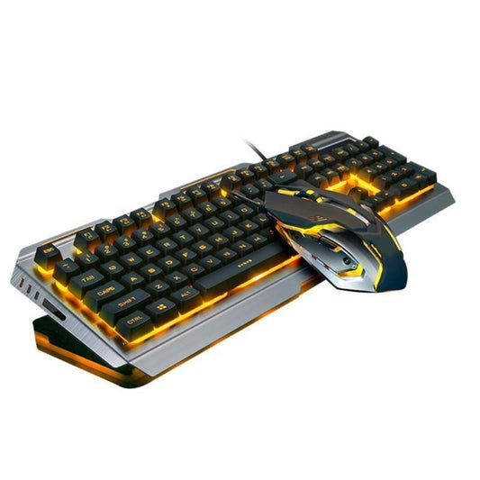 Ninja Dragons Tungsten Gold Metal Frame Gaming Keyboard and Mouse Set - Gizesis