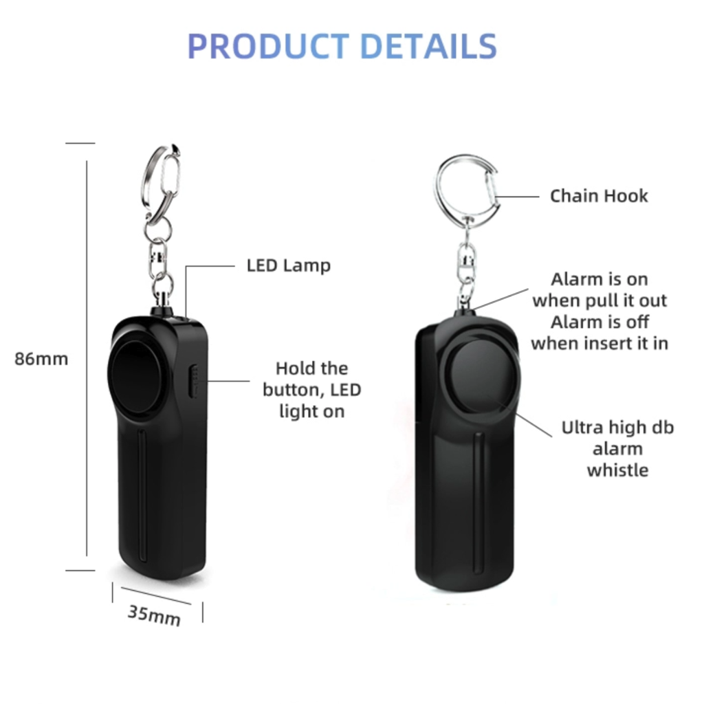 Self Defence Personal Alarm Keychain with LED Light - Gizesis