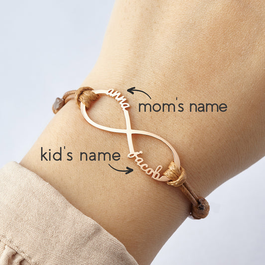 Mom Bracelet With Kids Names, Infinity Bracelet With Names,Mom Jewelry - Gizesis