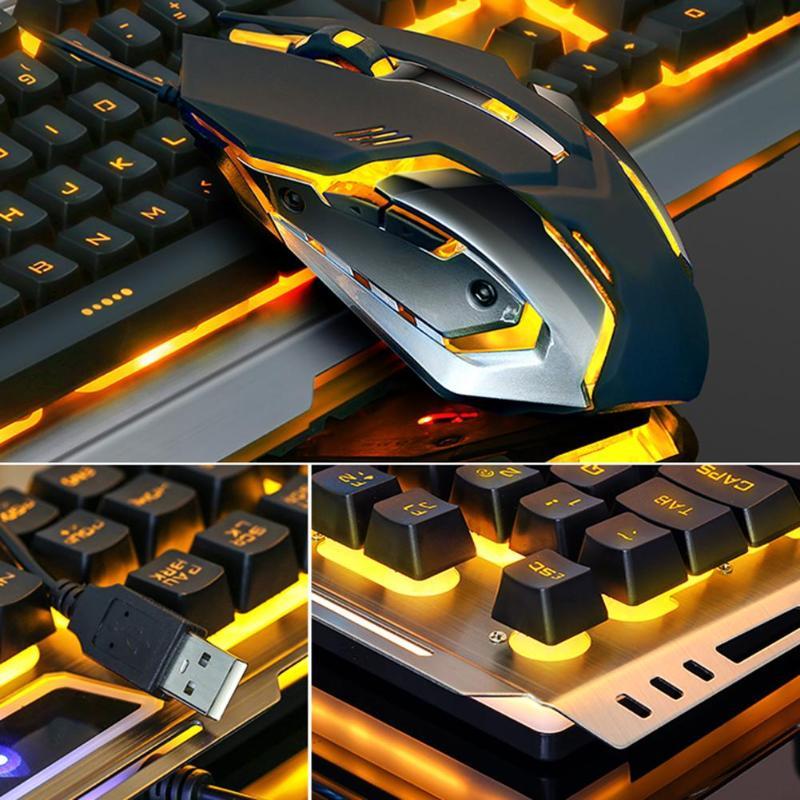 Ninja Dragons Tungsten Gold Metal Frame Gaming Keyboard and Mouse Set - Gizesis