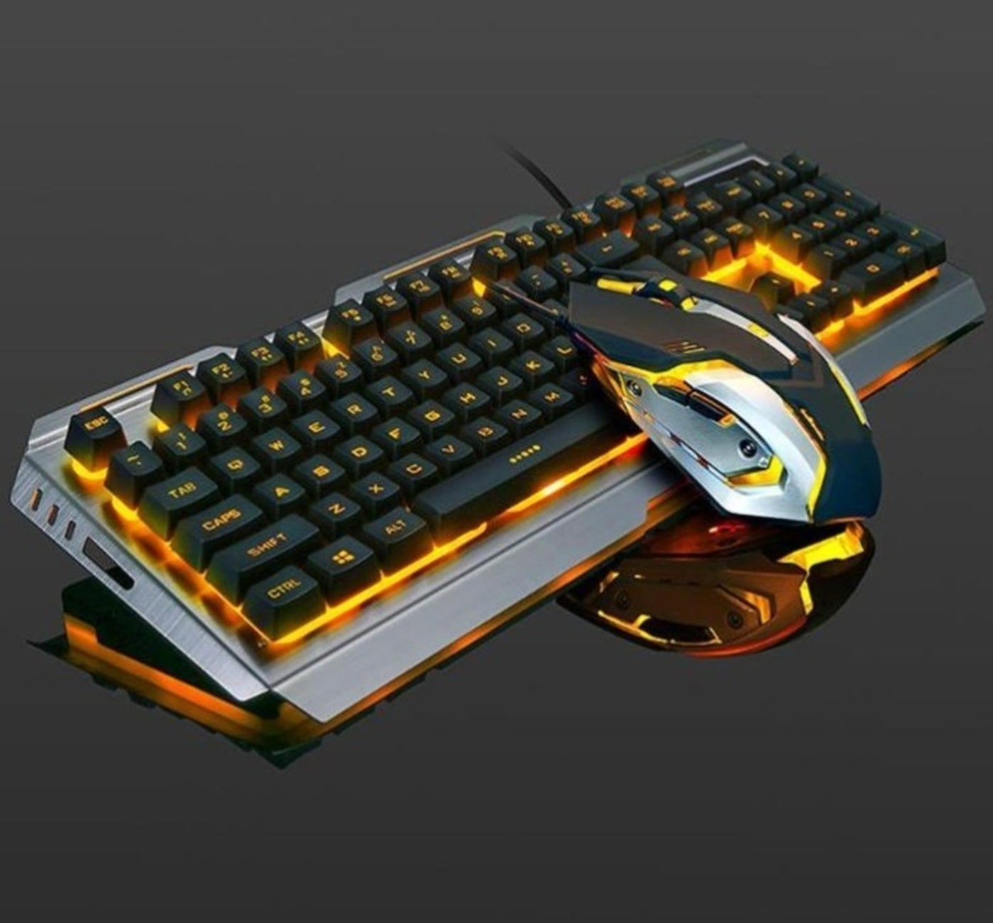 Ninja Dragons Tungsten Gold Metal Frame Gaming Keyboard and Mouse Set - Gizesis